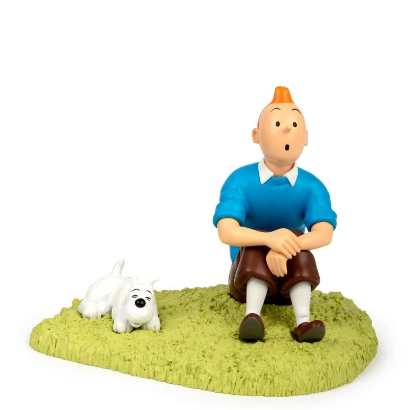 Tintin and Snowy Sitting On The Grass